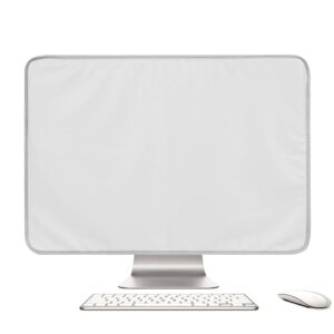 Mizi Dust Cover Compatible with Apple iMac 24 Inch 2021, Monitor Cover with Multiple Pockets for Magic Keyboard, Magic Mouse, Magic Trackpad, and Other Accessories - White