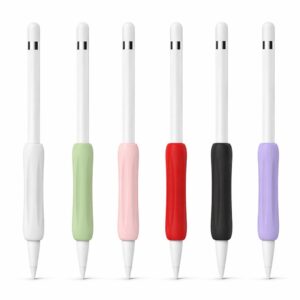 Mizi [6 Pack] Apple Pencil Silicone Comfort Grip Holder Compatible with Apple Pencil Pro (2024), USB-C (2023), 2nd & 1st Generation - (White, Pink, Green, Purple, Red, Black)