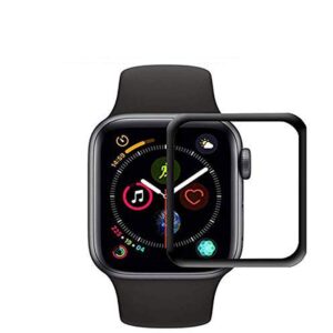 Mizi 3D Glue Gorilla Tempered Glass Edge to Edge Black Curved 9H Hardness Ultra HD Shatter Proof Bubble-free Adhesive 2018 with Installation Kit Screen Protection for Apple iWatch series 4 44 mm