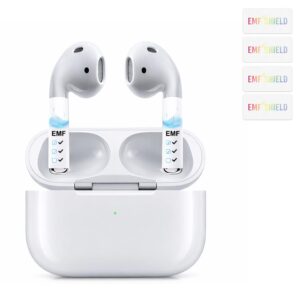 Mizi [4PCS] EMF Protection Stickers for Air-Pods & Wireless Devices – 5G Radiation Shield for Phones, Laptops, Tablets, Wi-Fi, TV, Printer – Anti-EMF Neutraliser Patch – White