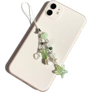SNOWY SHOP Korean Silver Bow Phone Charm – Cute Heart & Starfish Pendant | Aesthetic Korean Mobile Chain, Bag Hanging & Keychain Jewelry for Girls & Women