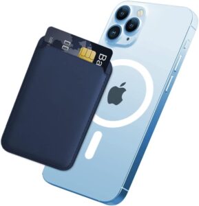 Mizi MagSafe Wallet – Slim Vegan Leather Card Holder - Blue