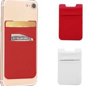 Mizi Stick-On Phone Card Holder Wallet (2 Pack) – Red & White