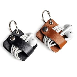 MIZI PU Leather Cord Organizer (2-Pack) – Black/Brown