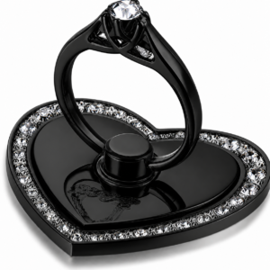 MIZI Bling Heart Phone Ring Holder Stand - Black