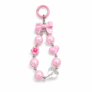 MIZI Beaded Phone Charm Wrist Strap with Tether Tab for iPhone Android - Baby  Pink