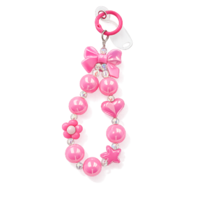 MIZI Beaded Phone Charm Wrist Strap with Tether Tab for iPhone Android - Hot Pink