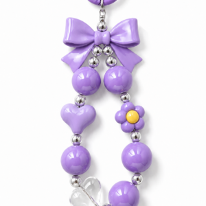 MIZI Beaded Phone Charm Wrist Strap with Tether Tab for iPhone Android - Purple