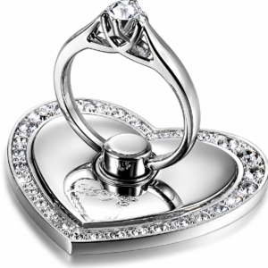 MIZI Bling Heart Phone Ring Holder Stand - Silver