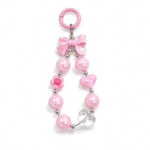 Mizi Beaded Phone Charm Wrist Strap with Tether Tab – Baby Pink