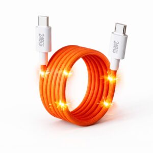 Mizi 240W Magnetic USB-C Cable – 1M Auto-Coiled - Orange