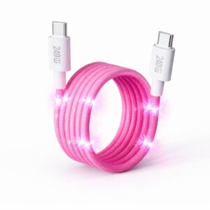 Mizi 240W Magnetic USB-C Cable – 1M Auto-Coiled - Pink