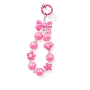 Mizi Beaded Phone Charm Wrist Strap with Tether Tab – Hot Pink