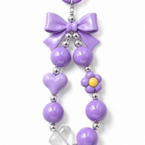 Mizi Beaded Phone Charm Wrist Strap with Tether Tab – Purple