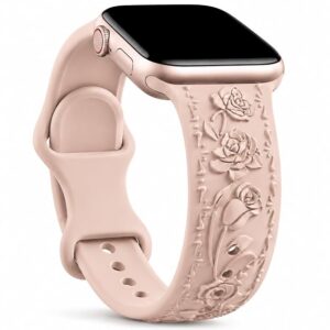 Mizi Floral Engraved Apple Watch Band – Sand Pink