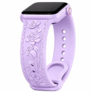 Mizi Floral Engraved Apple Watch Band – Purple