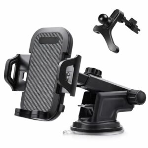 Mizi 3-in-1 Car Phone Mount – Dashboard, Windshield & Air Vent – Black