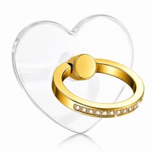 Mizi Transparent Heart Bling Phone Ring Holder 360° Rotating – Gold