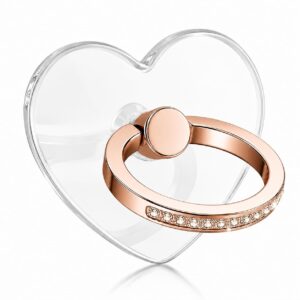 Mizi Transparent Heart Bling Phone Ring Holder 360° Rotating – Rose Gold