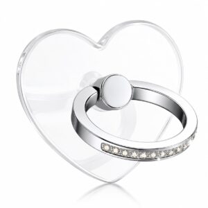 Mizi Transparent Heart Bling Phone Ring Holder 360° Rotating – Silver