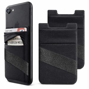 Mizi Adhesive Phone Wallet with Finger Strap – Black
