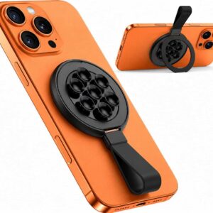 Mizi Magnetic Suction Phone Grip – 360° Rotating Stand with Mirror – Black
