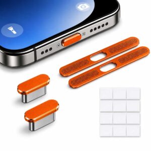 Mizi USB-C Dust Plug Kit for iPhone 17 Pro Max – Charging Port Protector – Orange