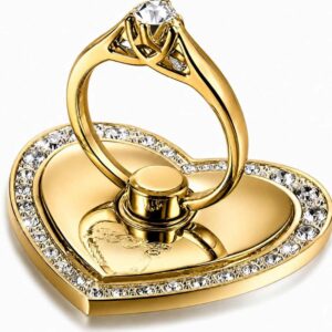 Mizi Bling Heart Phone Ring Holder – 360° Rotating Stand - Gold