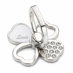 Mizi Clover Bling Phone Ring Holder Rotating Stand - Silver