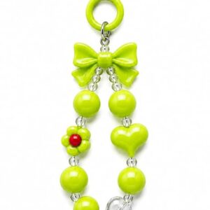 Mizi Beaded Phone Charm Wrist Strap with Tether Tab – Lime
