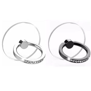 Mizi Glitter Phone Ring Holder – 360° Rotating & 180° Flip - Black/Silver