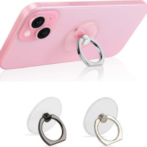 Mizi Clear Phone Ring Holder – 360° Rotating & 180° Flip  Black/Silver