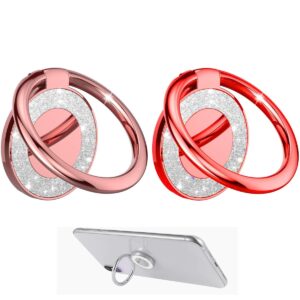 Mizi Glitter 360° Rotating Phone Ring Holder – Red/Rose Gold